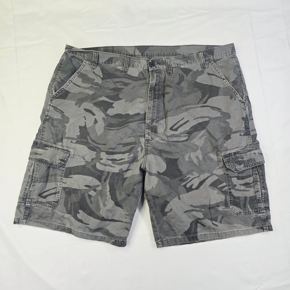Camo Cargo Shorts Men's Size 44 Grey Relaxed Fit Twill Multi Pocket